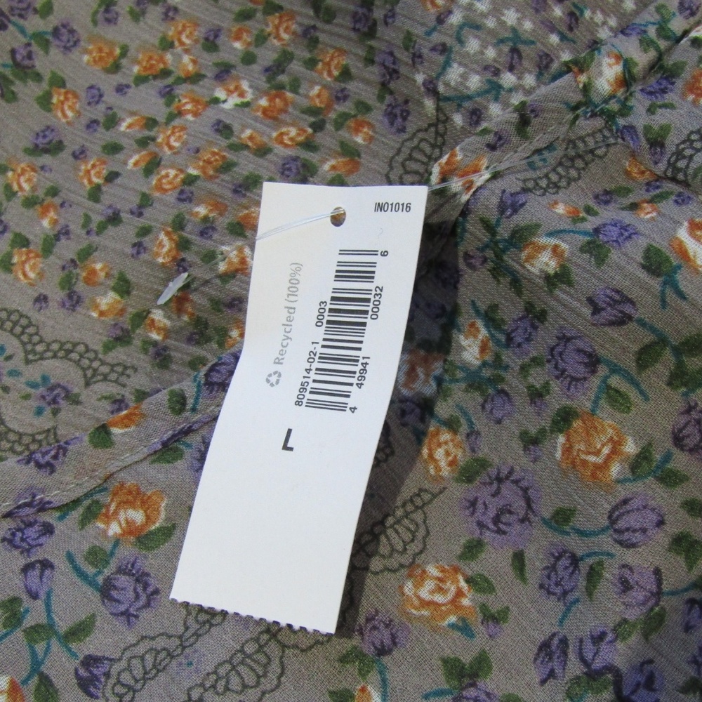 NEW Old Navy Gray Purple Orange Rose Ruffled Top L - Picture 4 of 6